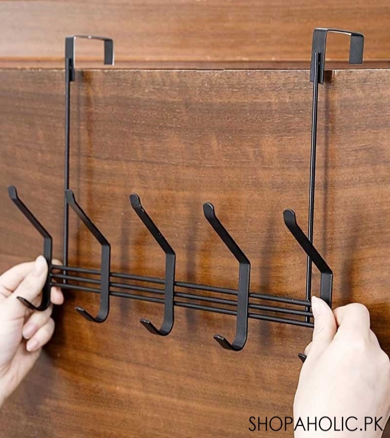 Over The Door 5 Double Hooks Hanger - Black