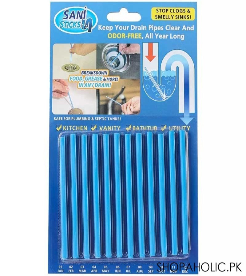(Pack Of 12) Sink And Bathroom Drain Cleaning Sticks