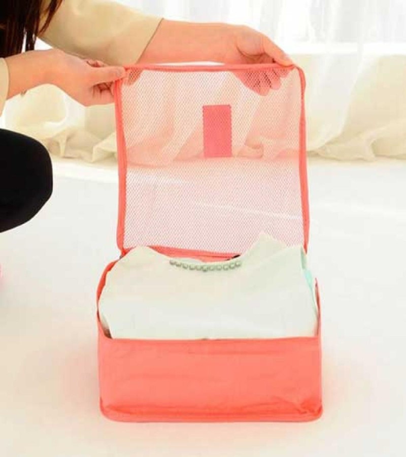 (Set Of 6) Travel Organizer Storage Bags Portable Luggage Organizer Clothes Tidy Pouch Suitcase Packing Cube Case