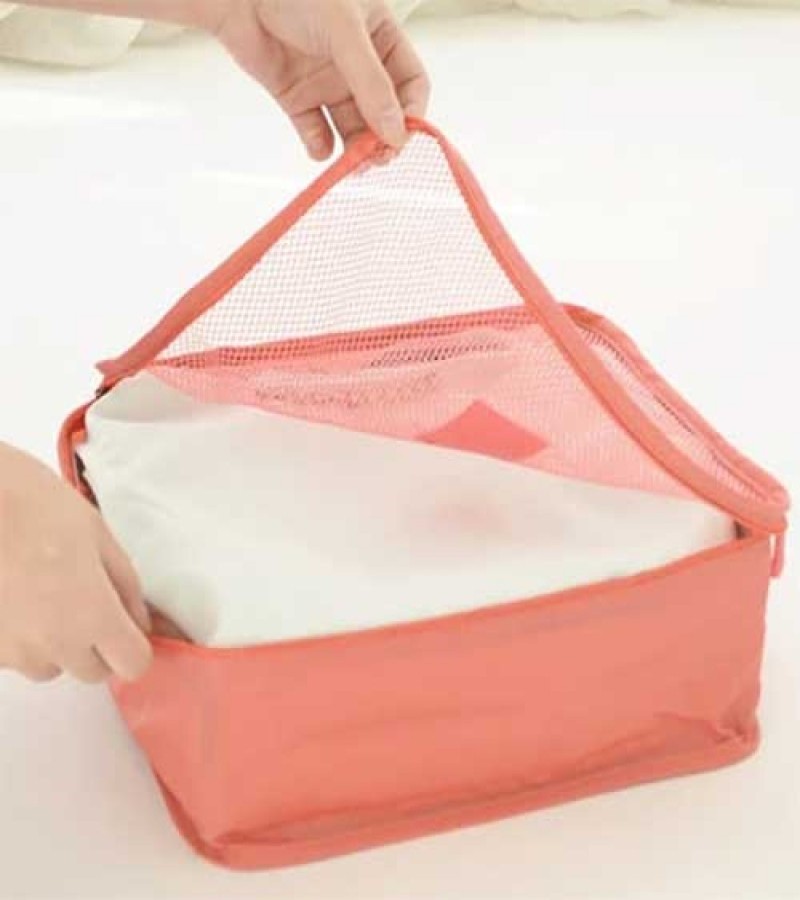 (Set Of 6) Travel Organizer Storage Bags Portable Luggage Organizer Clothes Tidy Pouch Suitcase Packing Cube Case