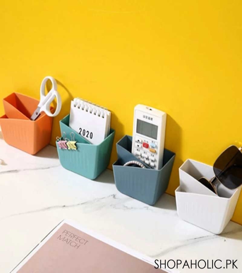 Wall Mounted Double Pocket Mobile Phone Remote Control With Storage Box Holder