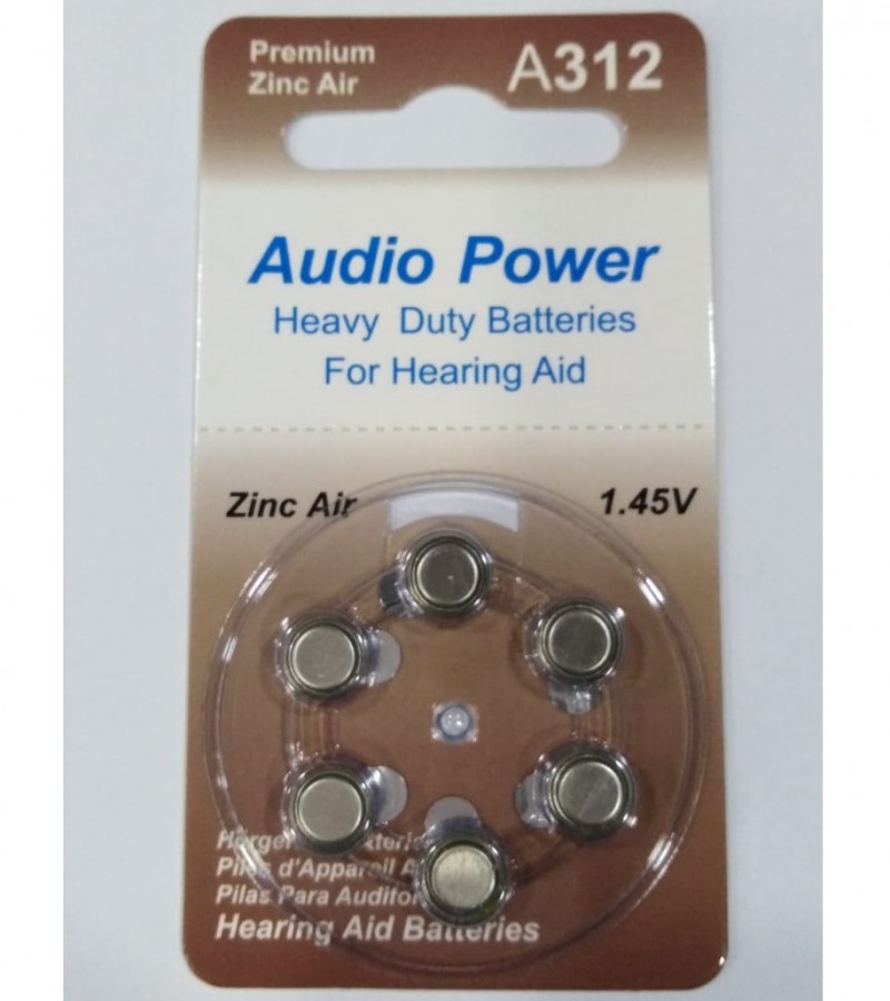 Hearing Aid Batteries Cells Pack of 6 Cells - A312