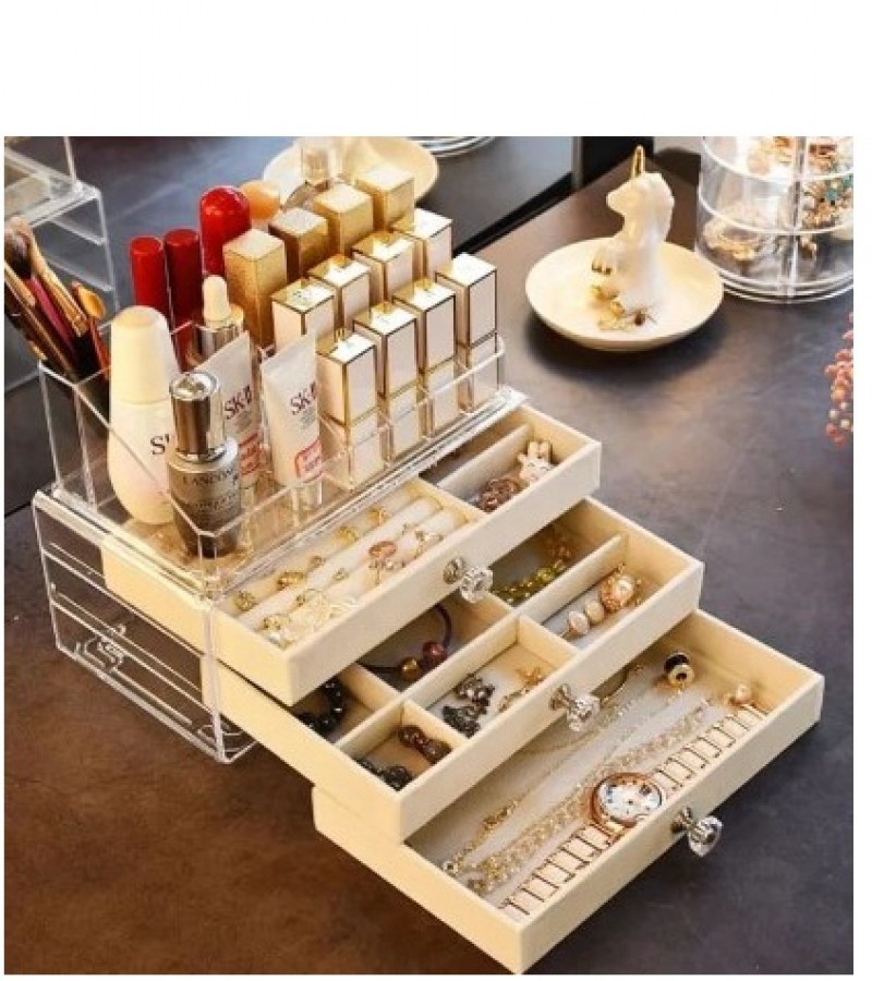 Acrylic Jewelry Box Drawers Organizer Velvet Storage Organizer