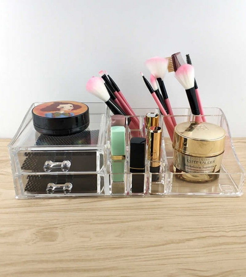 Clear Acrylic Cosmetic Organizer Makeup Drawer Organizer Lipstick Liner Brush Lip Gloss Holder