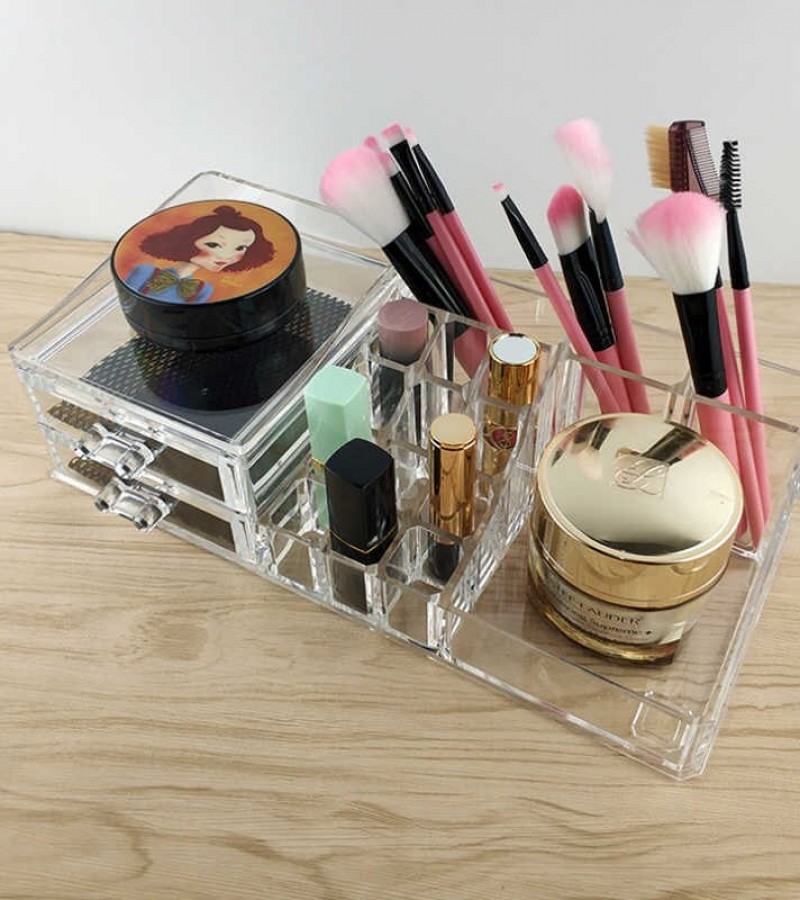 Clear Acrylic Cosmetic Organizer Makeup Drawer Organizer Lipstick Liner Brush Lip Gloss Holder