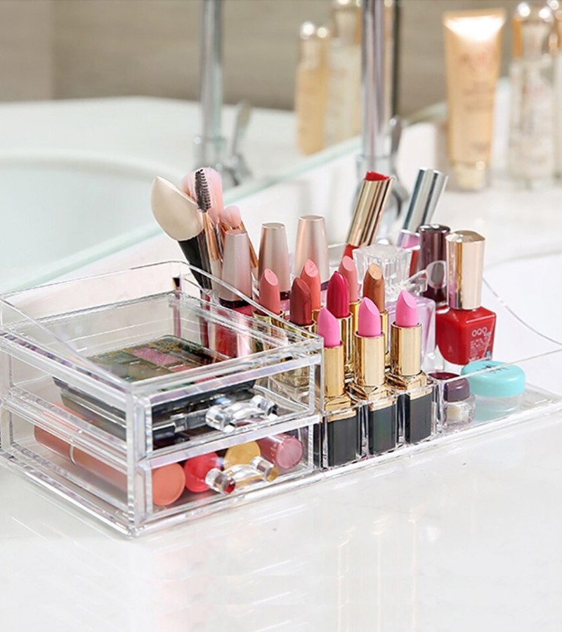 Clear Acrylic Cosmetic Organizer Makeup Drawer Organizer Lipstick Liner Brush Lip Gloss Holder