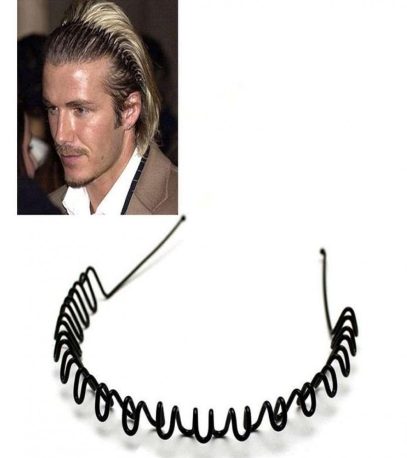 David Beckham Style Black Metal Headbands Wave Hairband For Men