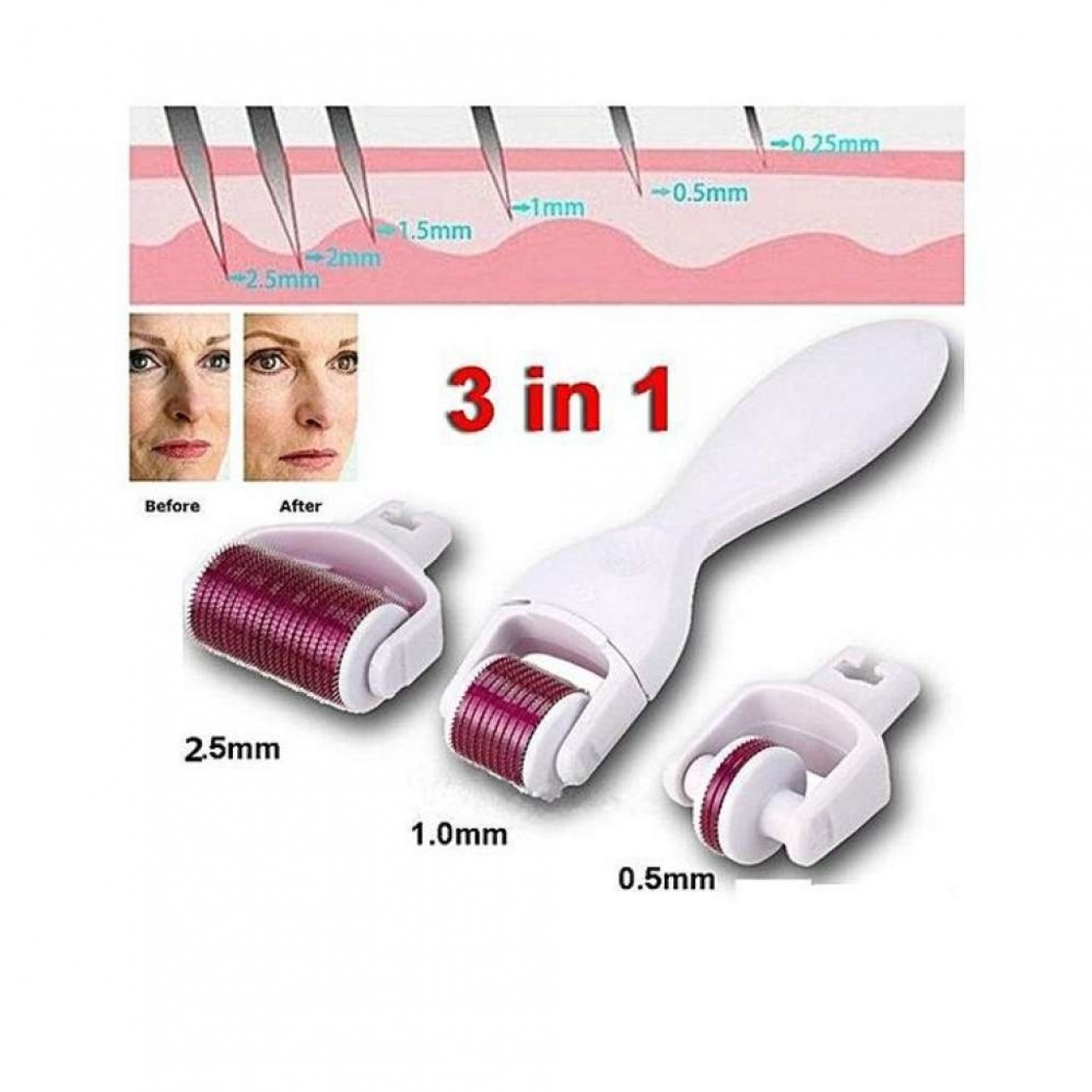 Derma Roller 3 In 1 - White