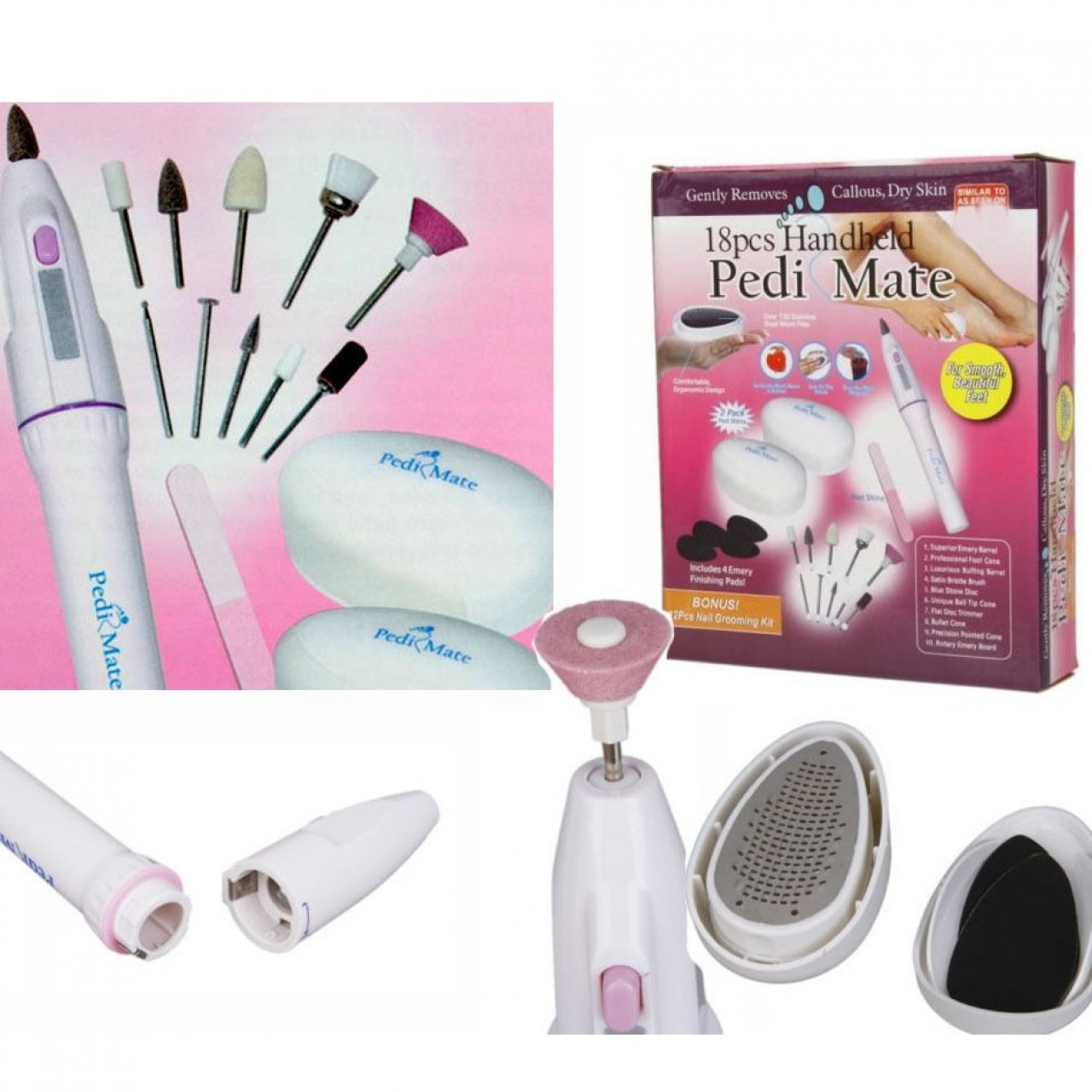 Pedi Mate Handheld Pedicure Set For Women - 18 Pcs