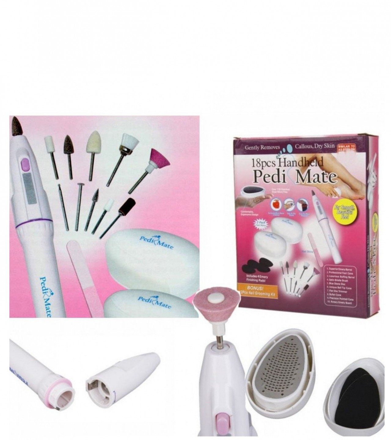 Pedi Mate Handheld Pedicure Set For Women - 18 Pcs