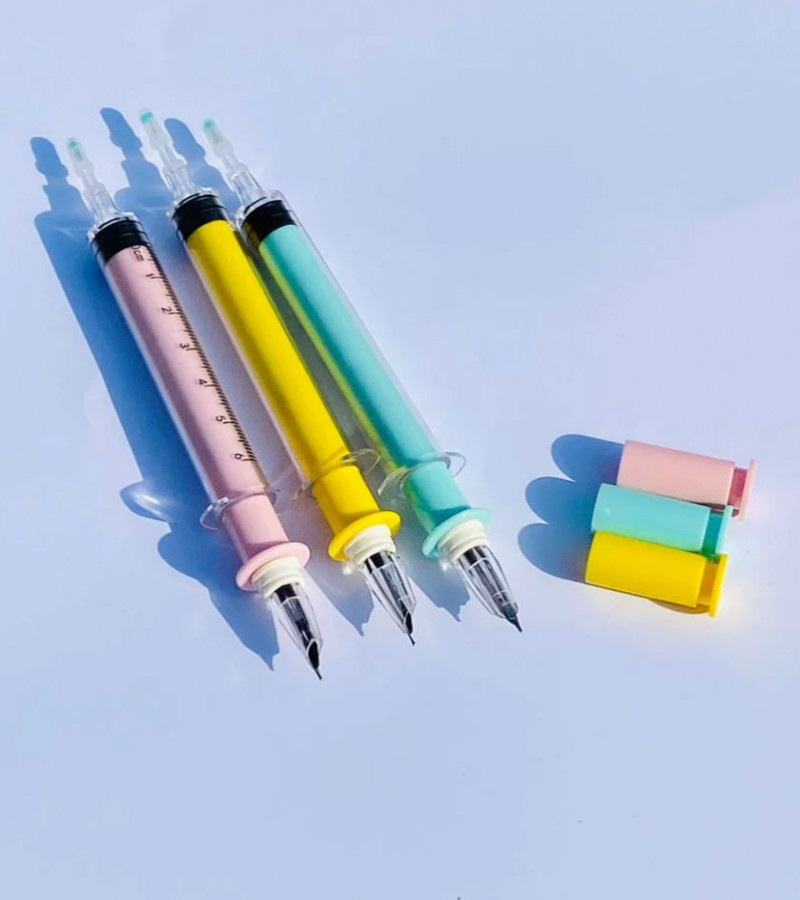 Colorful Unique Style Fountain Pens For Stationery Lovers-Syringe_Style Pen With Colorful Body Smooth Ink Flow Fountain Pen With Cartridge-2313