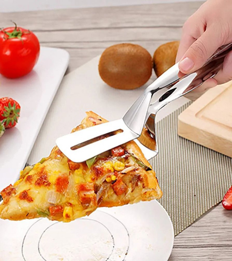 HOT DEAL MO1.Stainless Steel Kitchen Food Tongs Barbecue Plier Fried Steak Clamp Burger Pizza Bread Clip Multipurpose Gripper (1)only299