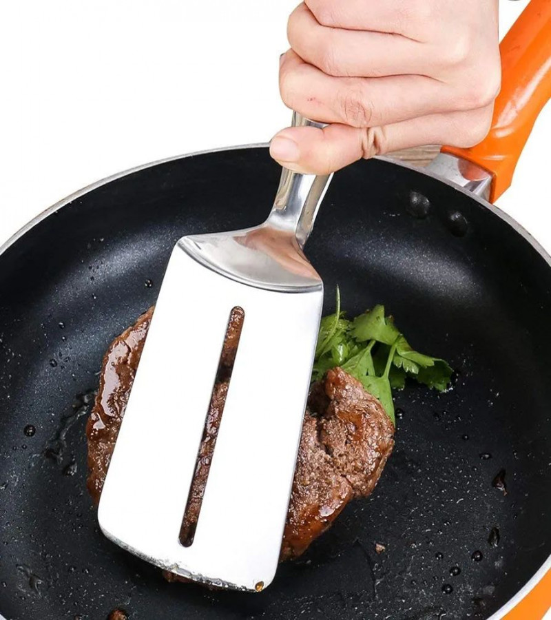 HOT DEAL MO1.Stainless Steel Kitchen Food Tongs Barbecue Plier Fried Steak Clamp Burger Pizza Bread Clip Multipurpose Gripper (1)only299