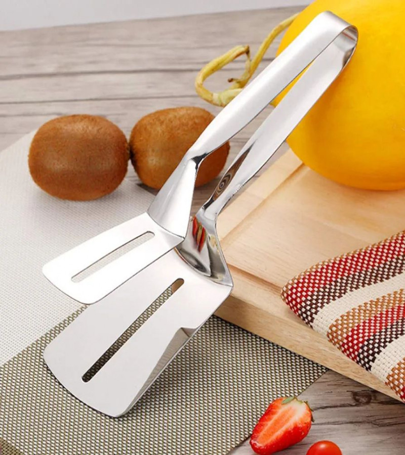 HOT DEAL MO1.Stainless Steel Kitchen Food Tongs Barbecue Plier Fried Steak Clamp Burger Pizza Bread Clip Multipurpose Gripper (1)only299