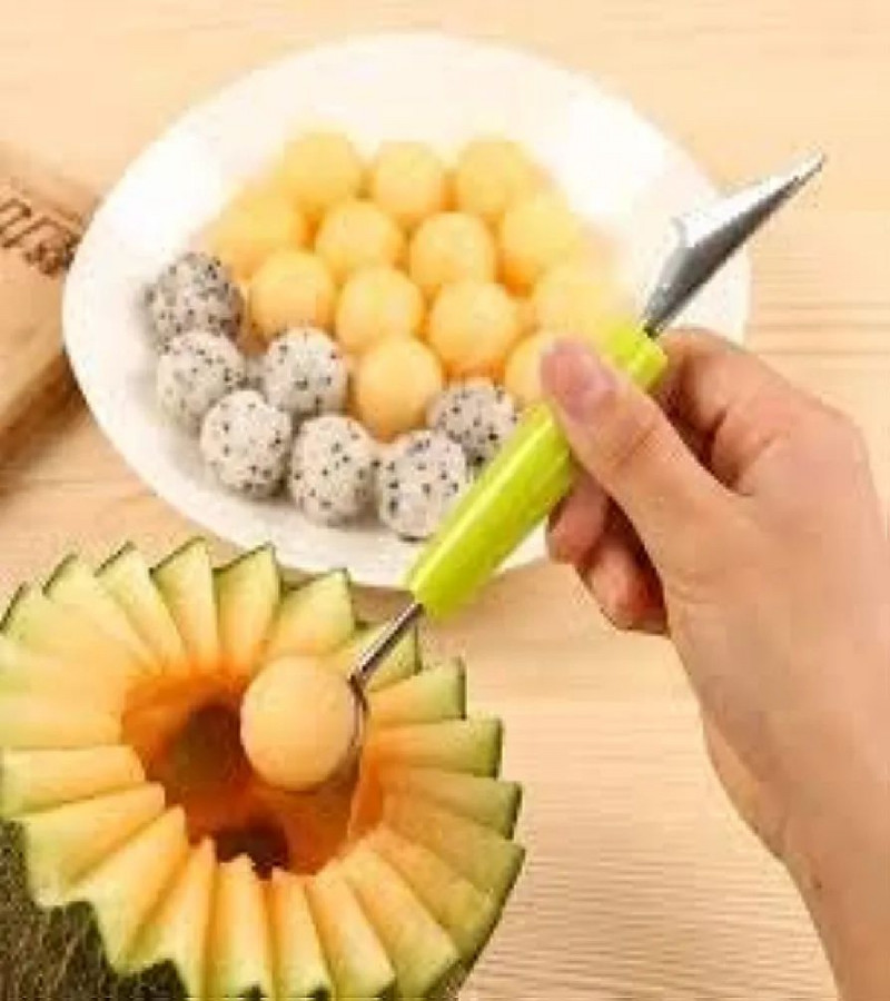 HOT DEALS NO1.2 in 1 Melon Ball Maker and Stainless Steel Multi Functional Dig Scoop with Carving Knife for DIY Fruit Salads and Desserts