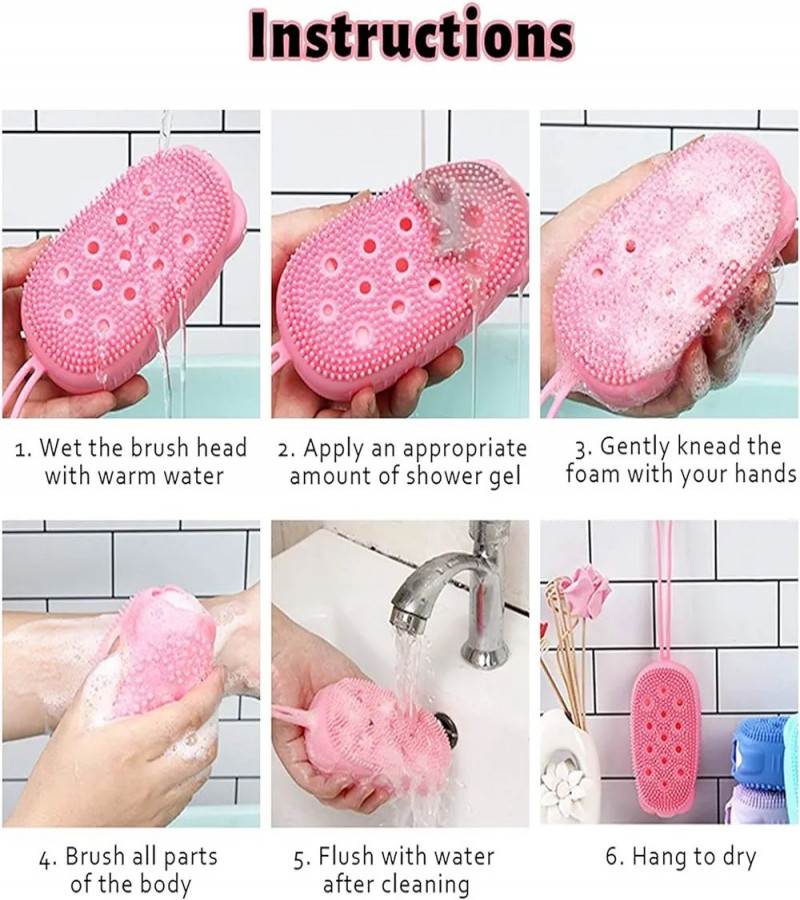 HOT DEALS NO1.Silicone Loofah Bubloop ble Bath Scrubbing Brush Quick Foaming Sponge Soft Rubbing Massage Body Cleaner Brush for Shower Bathroom