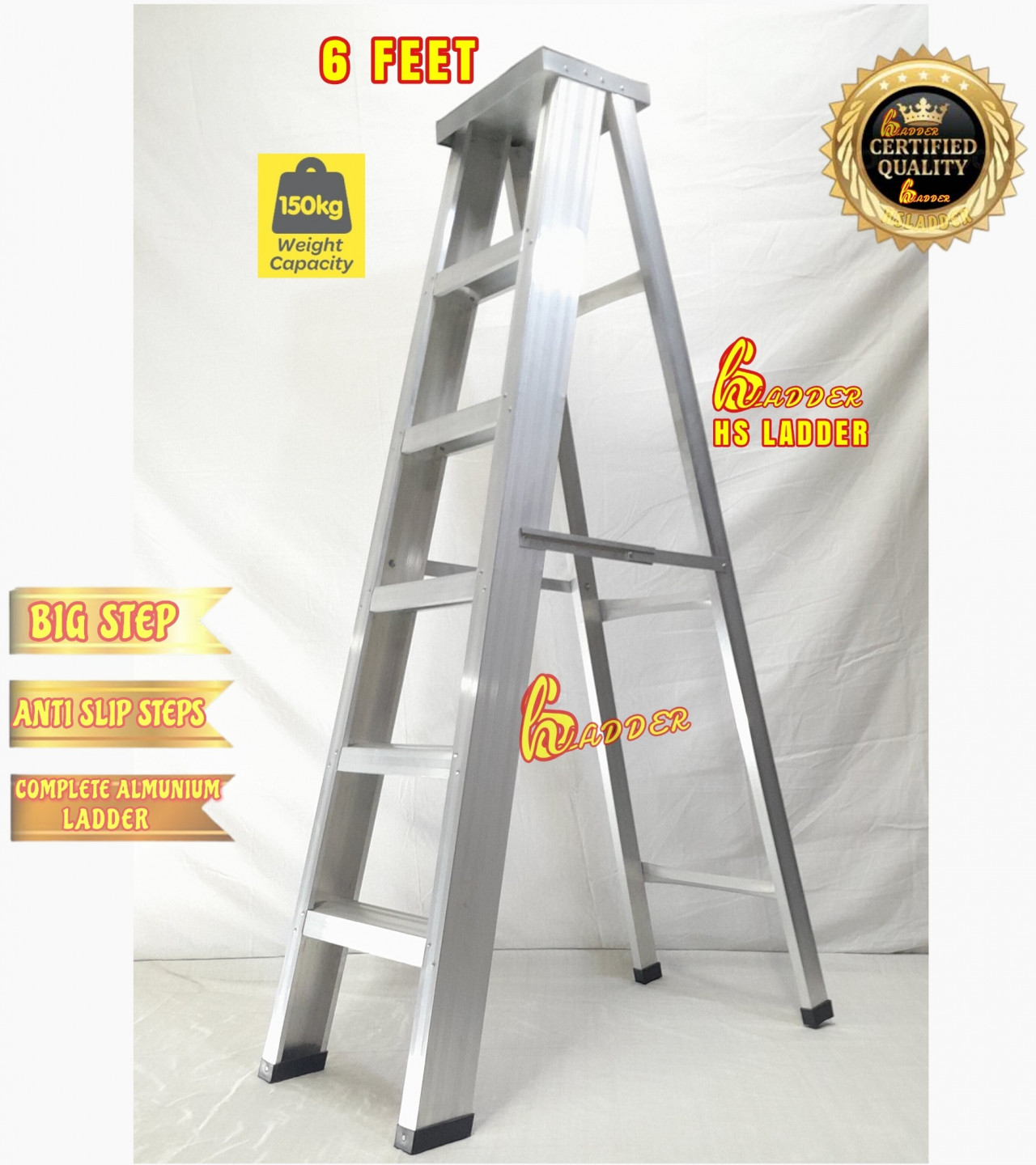 Almunium Ladder 6 Feet Heavy Duty