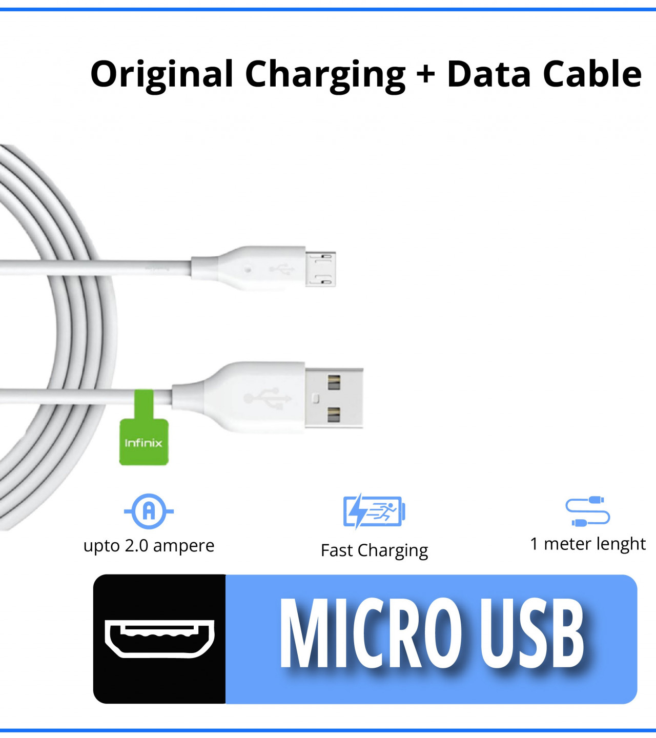 Infinix Charging Cable - Micro USB - 2.0 Amp - Fast Charging - Data Cable