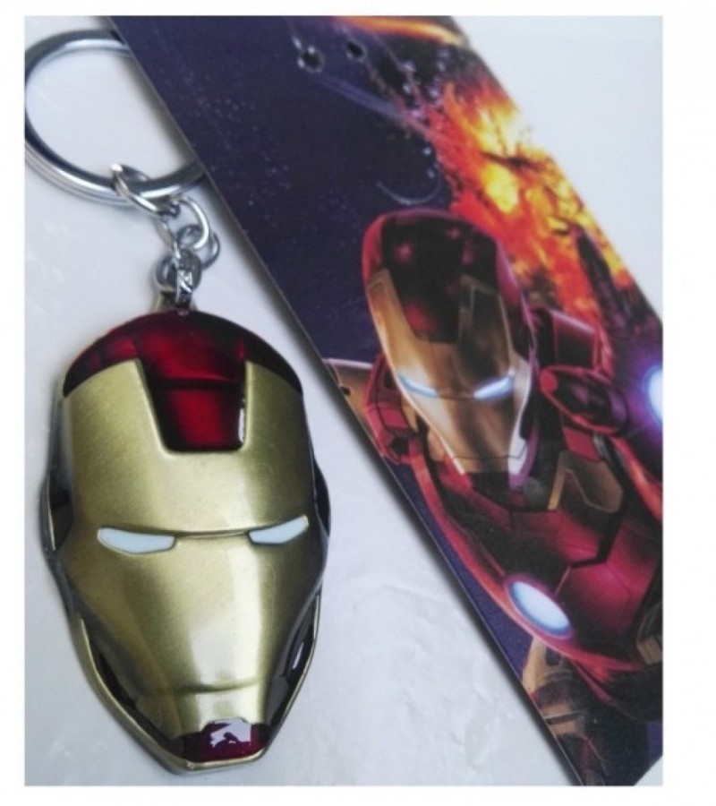 Iron Man Red Gold Helmet Avengers Marvel Comic Key Chain Ring Charm Metal