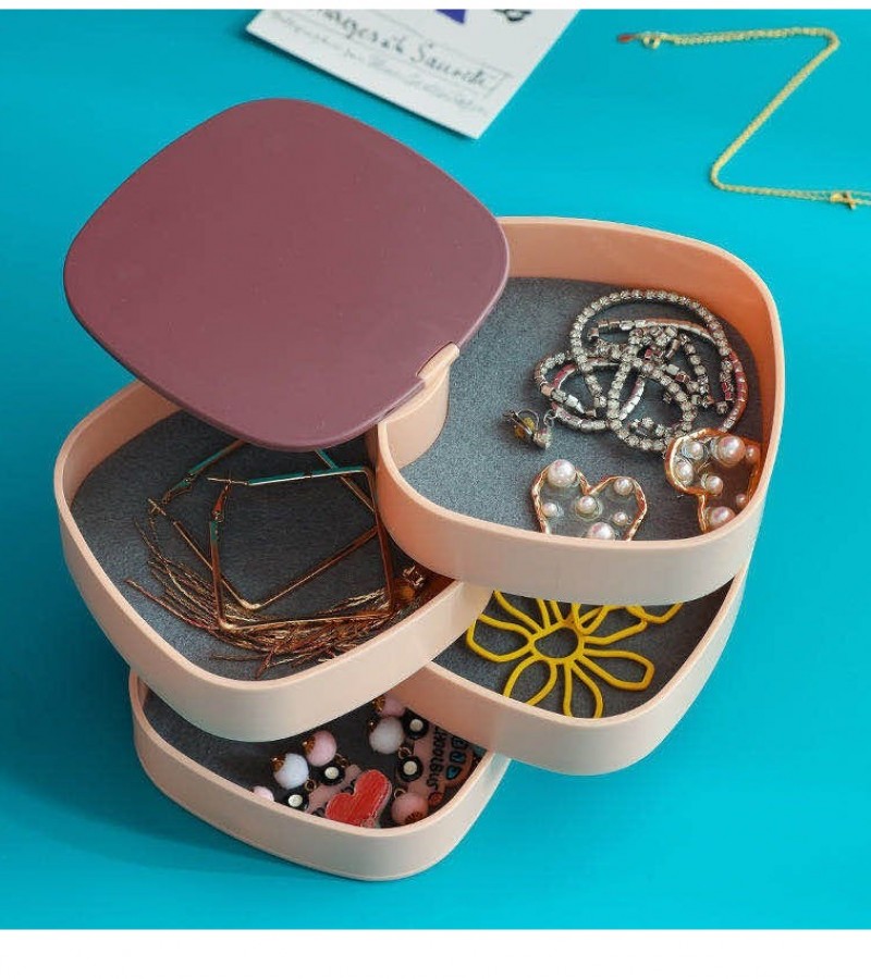 Jewelry Organizer 360 Degree Round Rotating Jewelry Storage Box - Multi