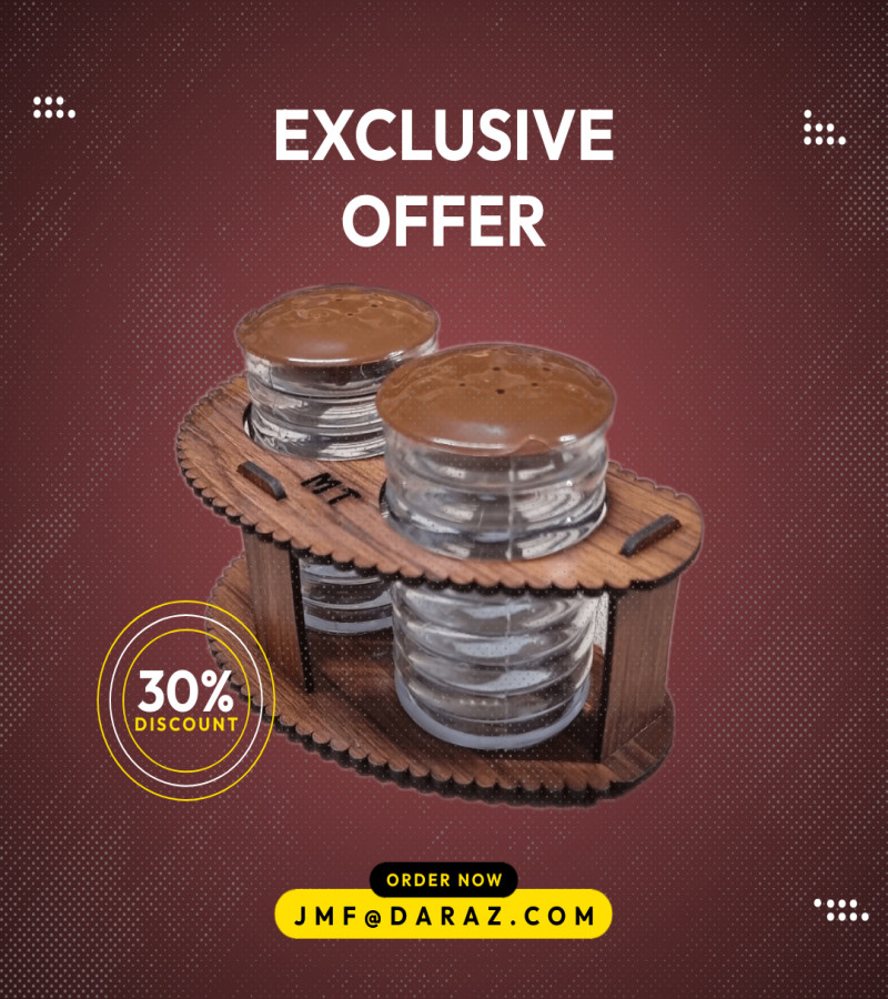 2PCS Salt Shaker, Leaf Style Namak Dani, Wooden SALT & PEPPER SHAKER