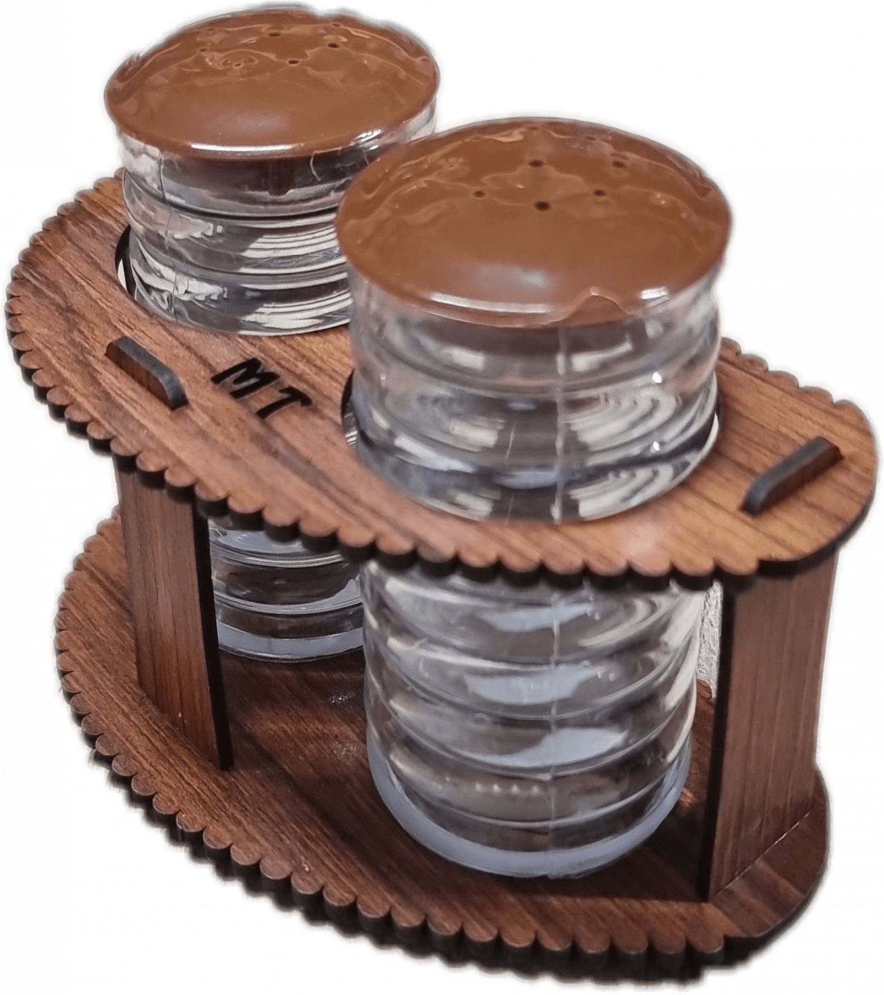 2PCS Salt Shaker, Leaf Style Namak Dani, Wooden SALT & PEPPER SHAKER