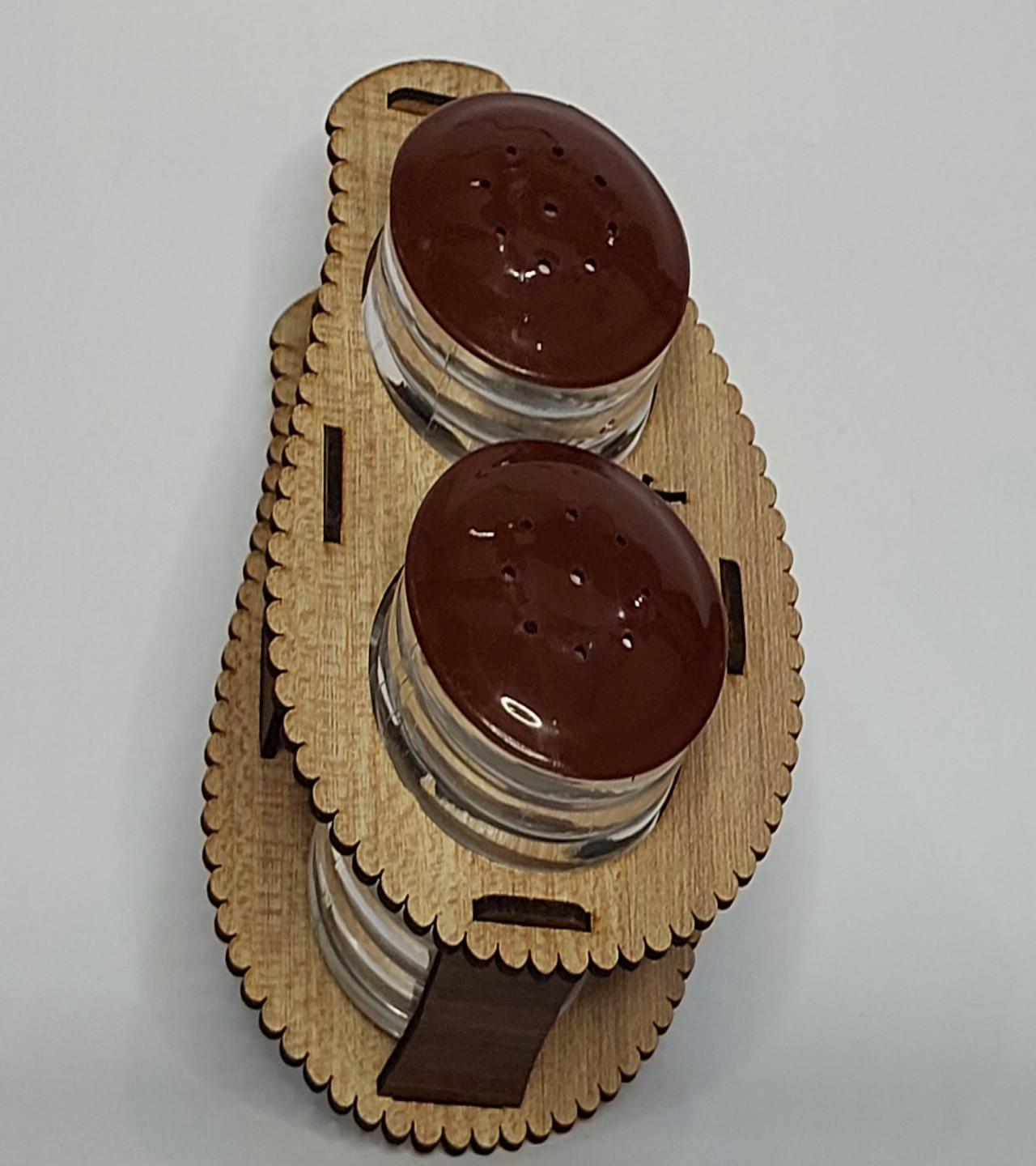 2PCS Salt Shaker, Leaf Style Namak Dani, Wooden SALT & PEPPER SHAKER