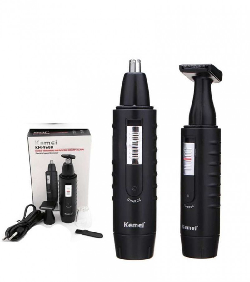 Kemei Km 9688 2 in 1 Rechargeable Hair and Nose Trimmer