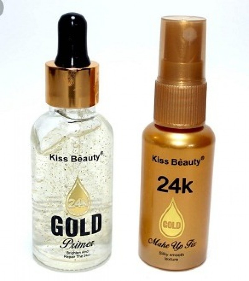 Kiss beauty 24K Gold makeup fixer and primer set - 2 in 1 Matte Primer Oil Free Long Lasting