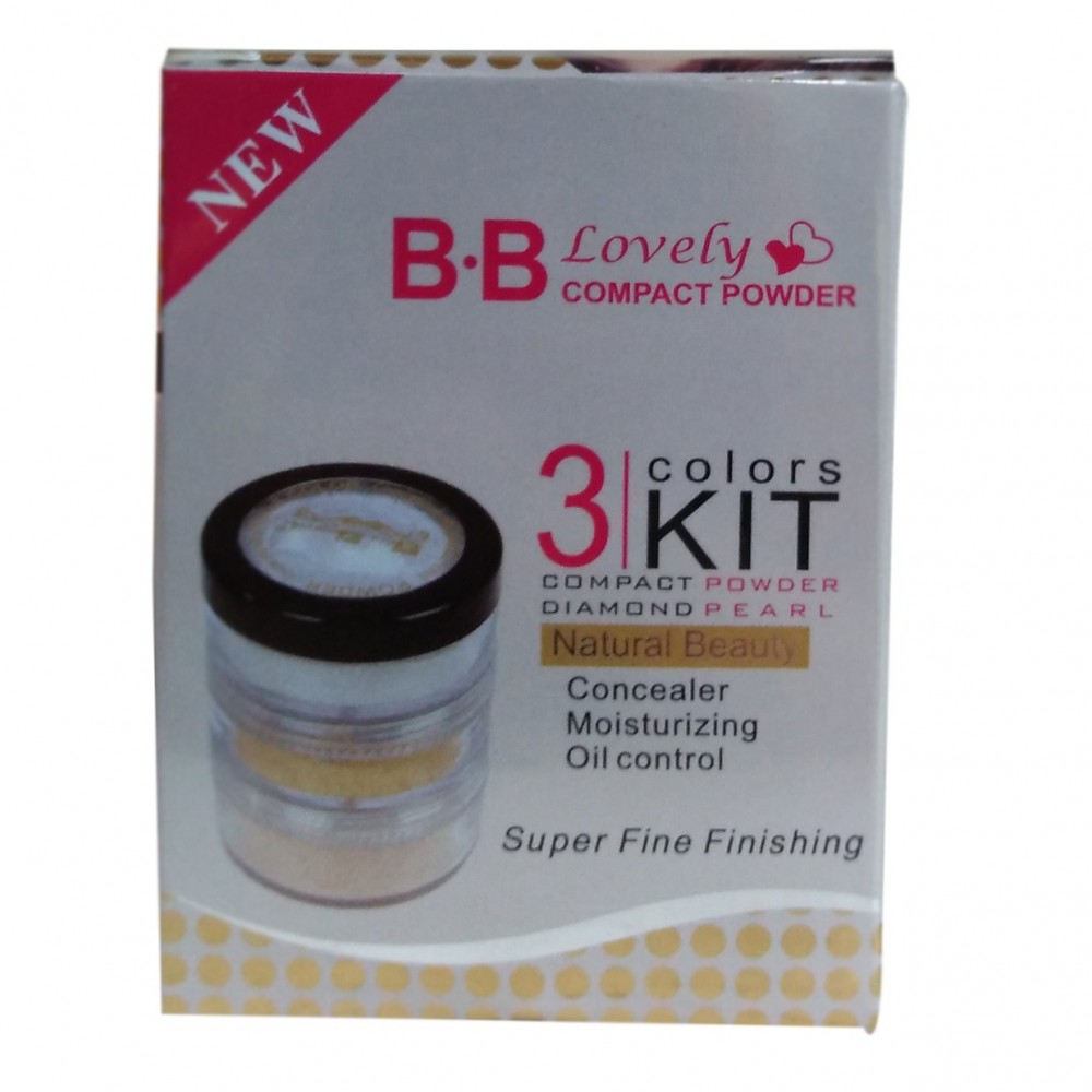 Kiss Touch BB Lovely Compact Powder 3 Colors Kit - Golden, Copper & Silver