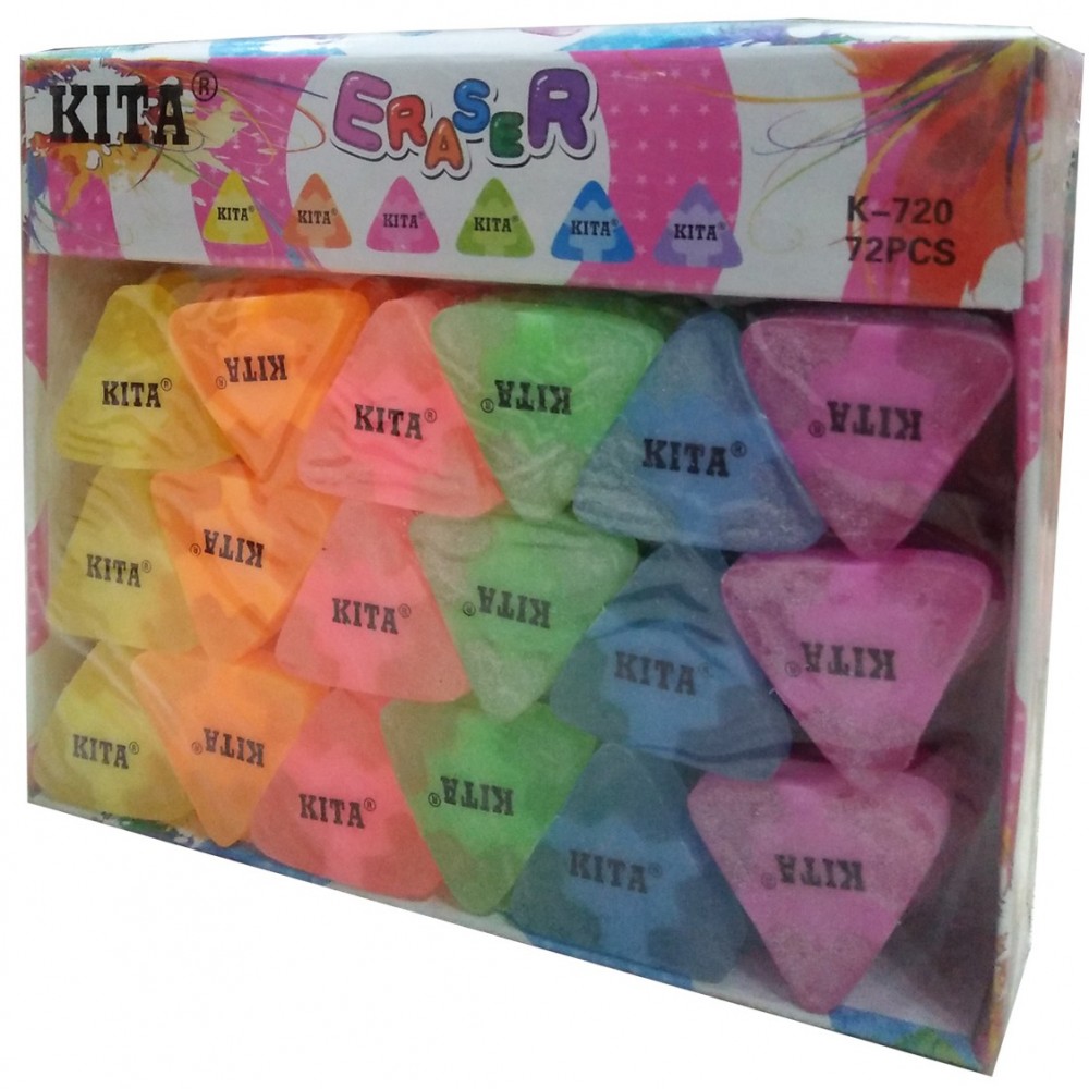 Kita Multi Color Eraser Box For Kids - 72 pieces