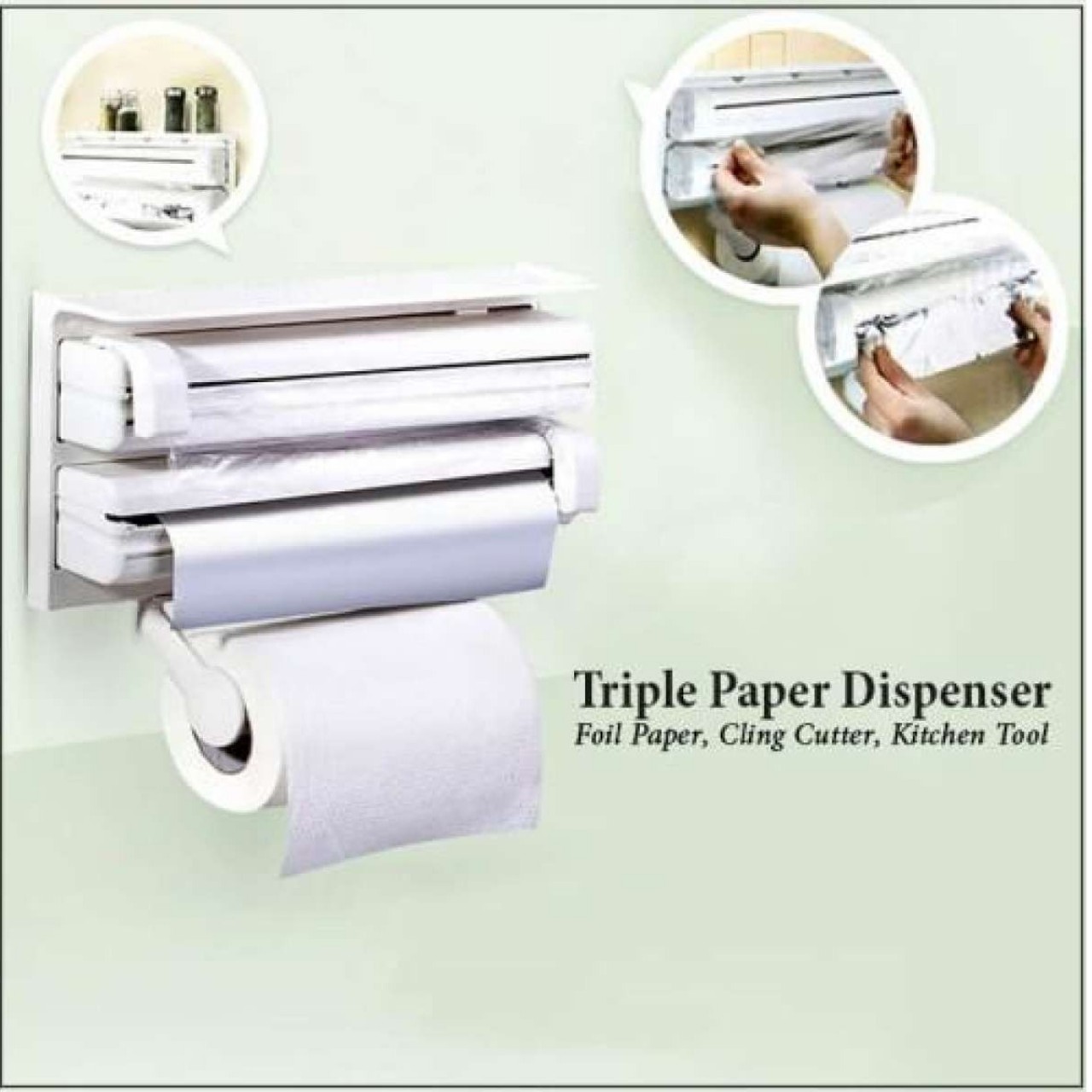 Kitchen Triple Paper Dispenser - White