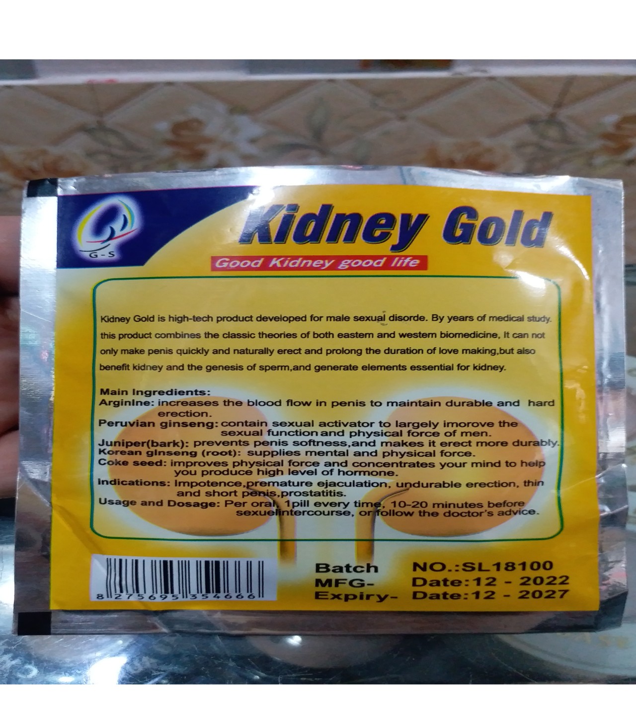 Original Kidney Gold Sex Timing 4 Gold Capsules Sachet Made In USA
