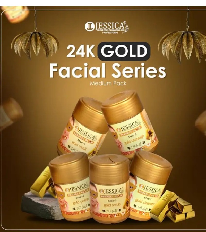 Original Jessica 24K Gold Whitening Facial Kit 5 Step 250gm