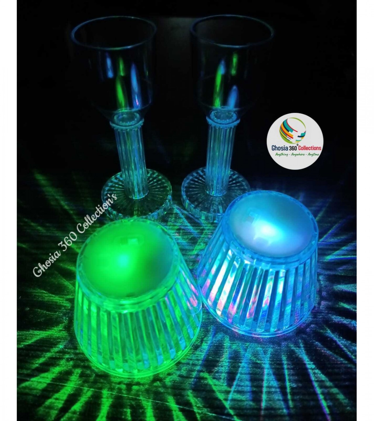 Crystal Decorative RGB Night Lamp, Transparent Minimalist Projector Umbrella Style- KN 475