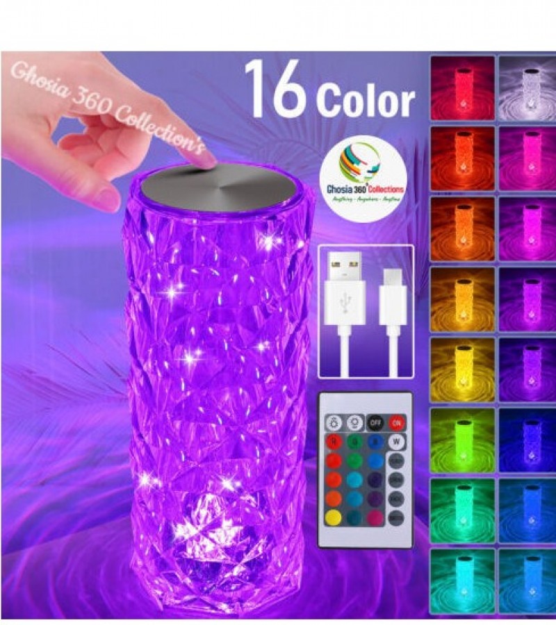Crystal Table Lamp 16 Colors Touch/Remote Control Night Light ,RGB Changing Diamond Rose Table Lamp