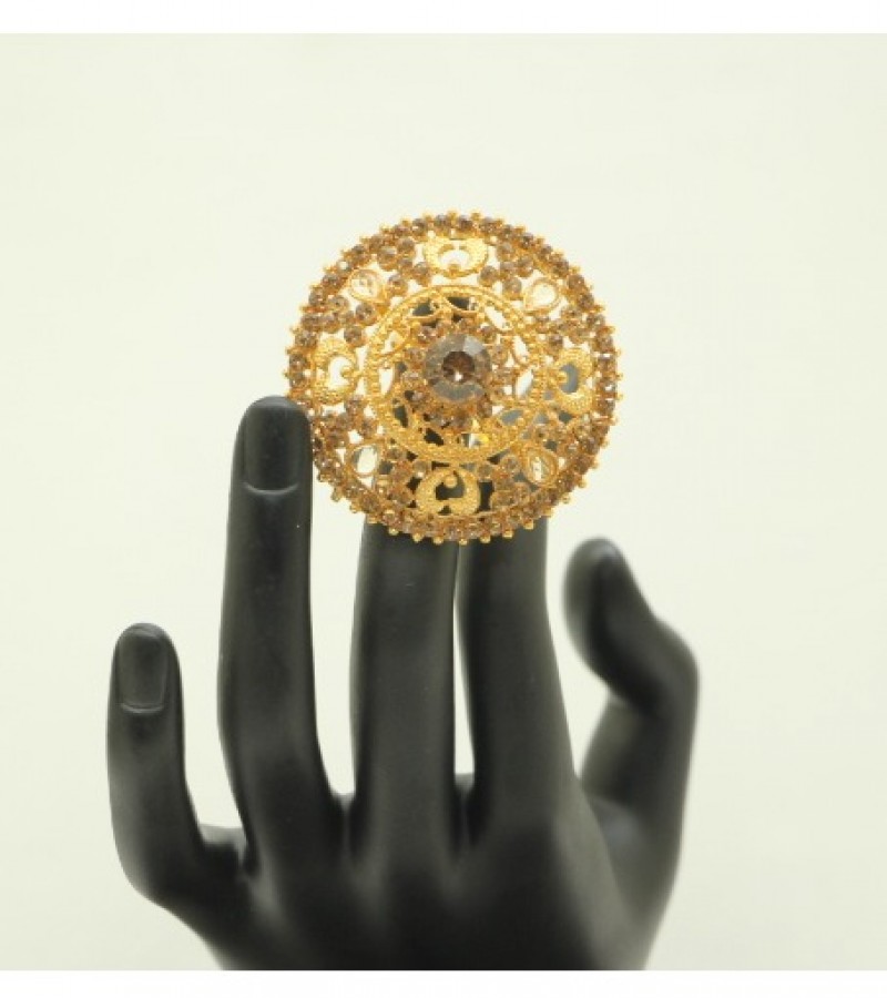 Ghosia Boutique Traditional Antique Gold Ring with Stones