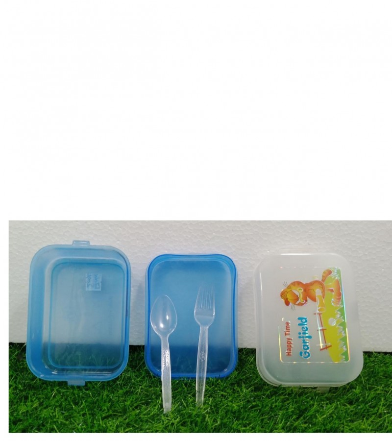 Happy Time Plastic Lunch Box Set, 3-Pieces Blue & Red