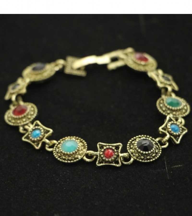 Kun traders Antique Chain Style Bracelet with imported multi stones