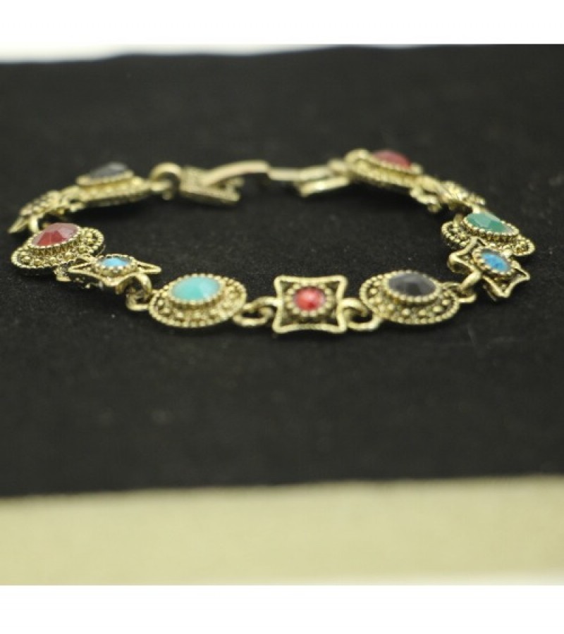 Kun traders Antique Chain Style Bracelet with imported multi stones
