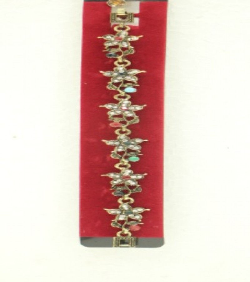 Kun traders Antique Leaf Star Bracelet with imported multi stones