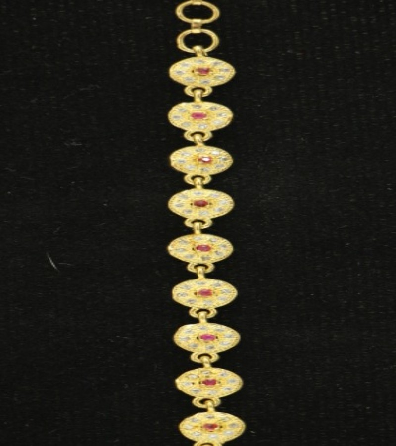 Kun traders One Carrot Traditional Golden Bracelet With Imported Stones