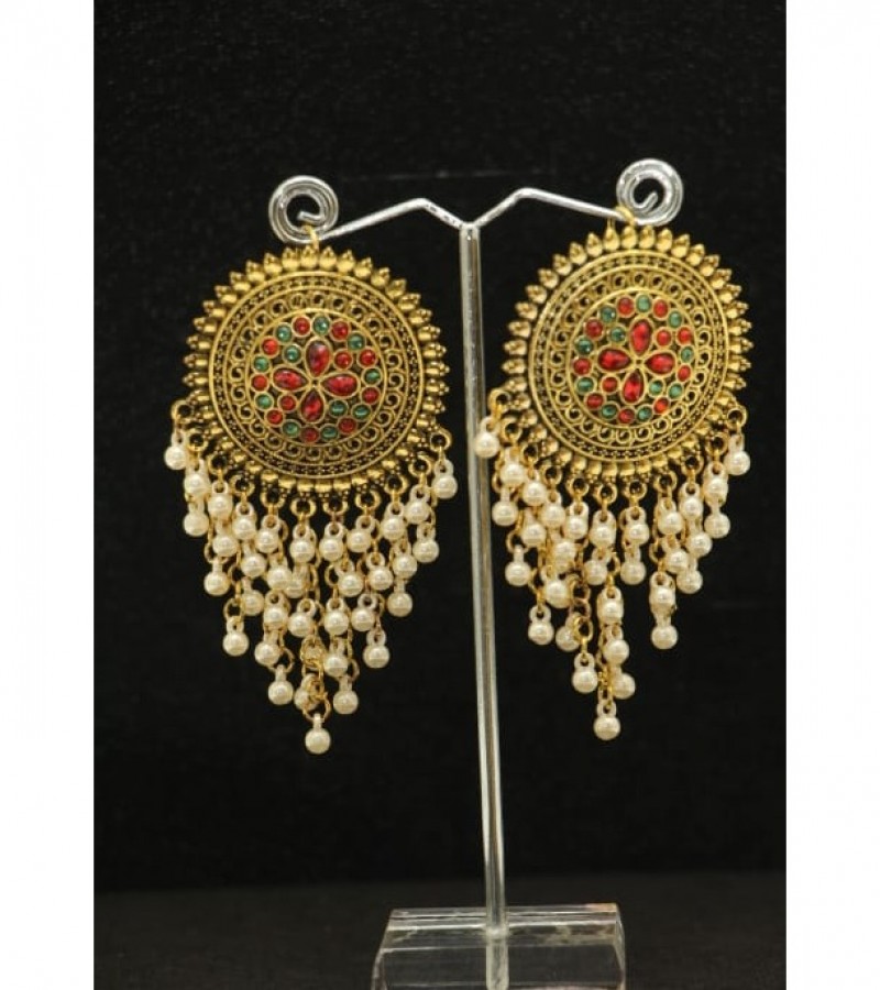 Kun traders Shining Gold & Colorful Round Drop Earring with 50 Plus Pals