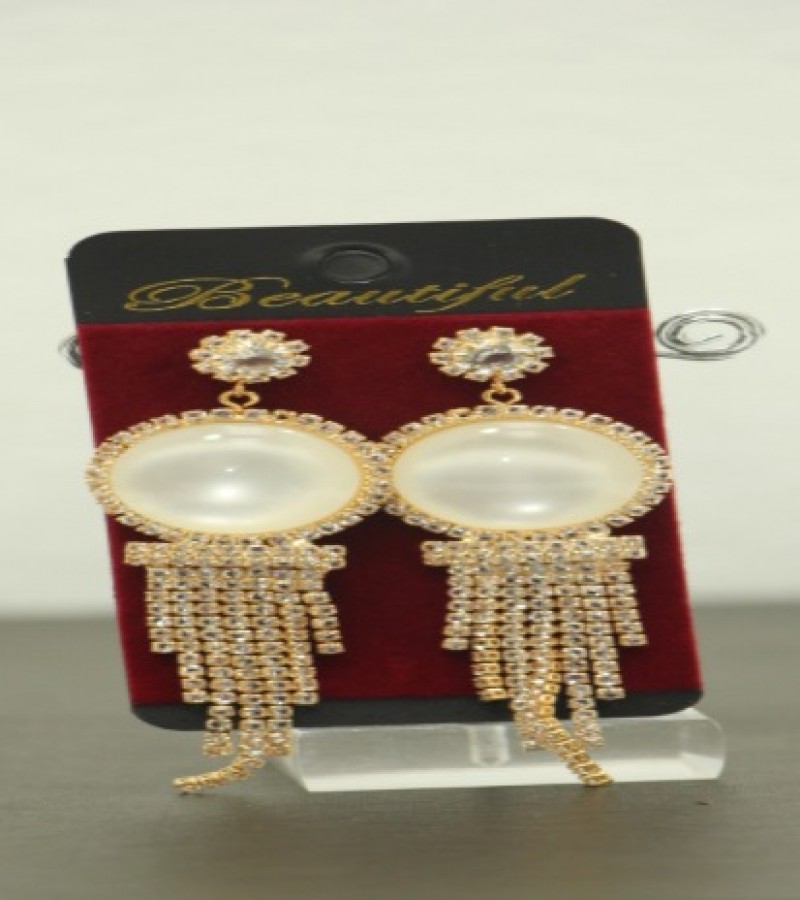 Kun traders Shining Round Drop Chain Earring with imported stones