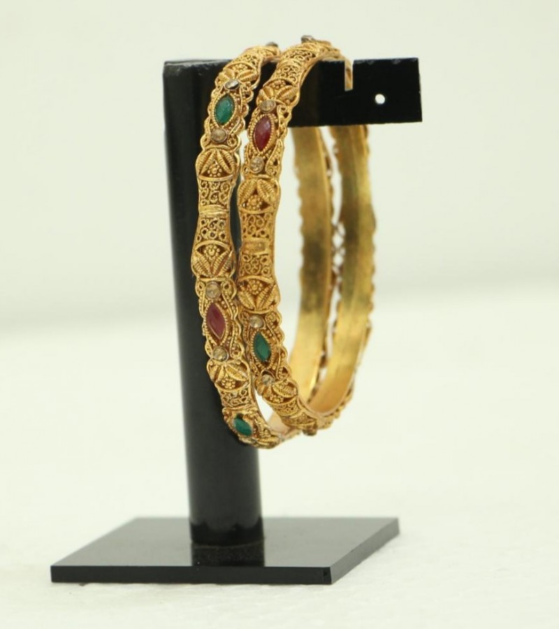 Kun traders Traditional Imitation Gold Plated 2 PCS Kada Bangle Set Women Jewellery