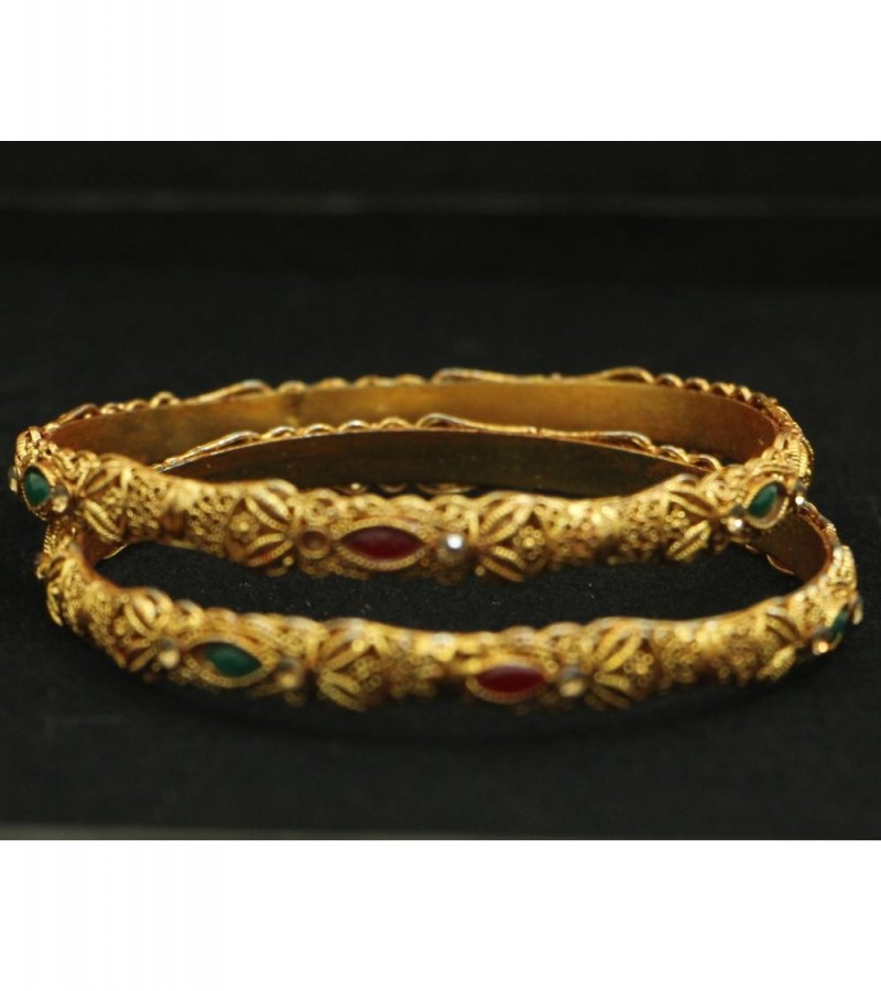 Kun traders Traditional Imitation Gold Plated 4 PCS Kada Bangle Set Women Jewellery