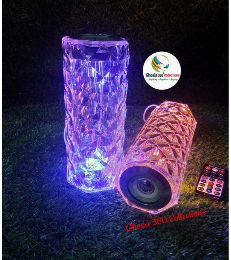 LED Crystal Table Lamp Touch & Remote Controlled Rechargeable Desk Lamp With Bluetooth Speaker