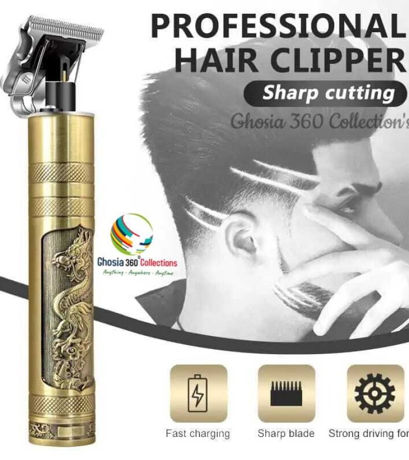 Vintage T9 Golden Dragon Hair Clipper Professional Electric Hair Trimmer 0mm Baldheaded Cutter Beard Shaving Precision Finishing Hair Cutting Machine
