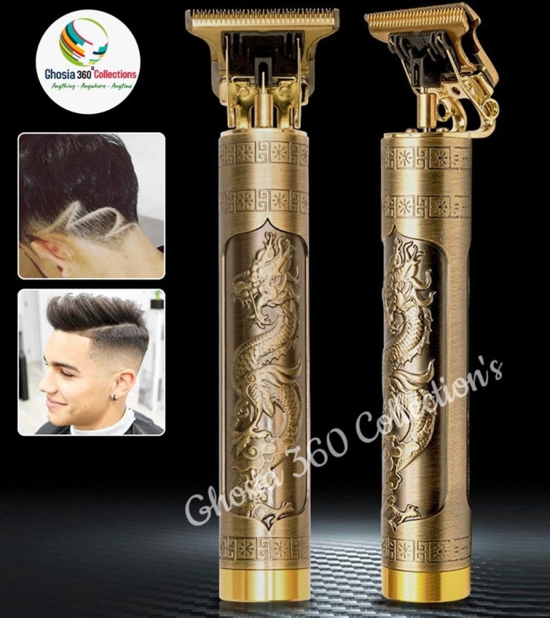 Vintage T9 Golden Dragon Hair Clipper Professional Electric Hair Trimmer 0mm Baldheaded Cutter Beard Shaving Precision Finishing Hair Cutting Machine