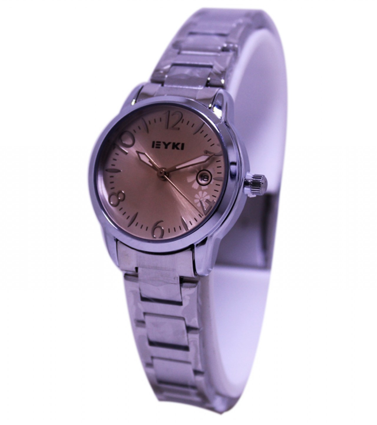 EYKI Stainless Steel Analog Watch for Women with Date - Silver